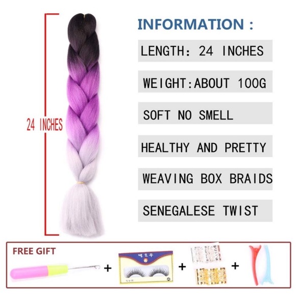 5 packs of PURPLE ombré braiding hair *NWT* main image 4